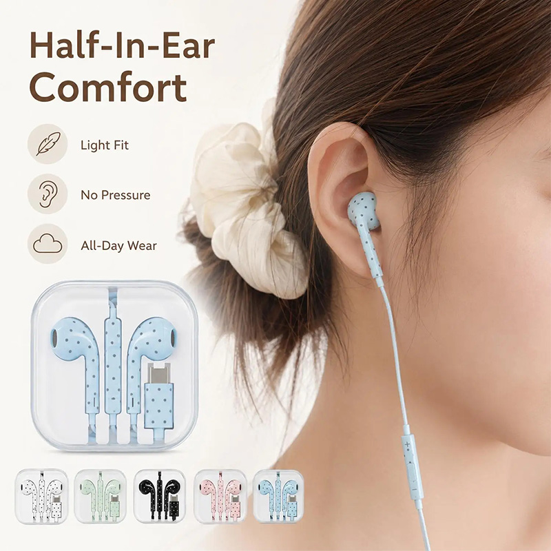 Earphone Tipe C Polka-dot Bint - Usb C Earphone ulasan dan harga